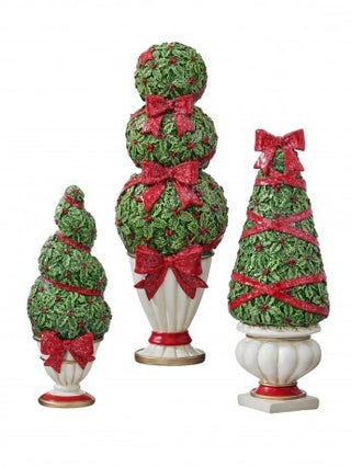 Pre-Order 8-12" Resin Potted Holiday Topiary Set/3 MTX77625
