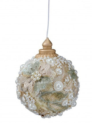 PRE-ORDER Victorian Embellished Pearl Glitter Ball Ornament MTX77719
