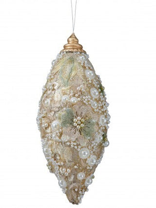 PRE-ORDER Victorian Embellished Pearl Glitter Finial Ornament MTX77721
