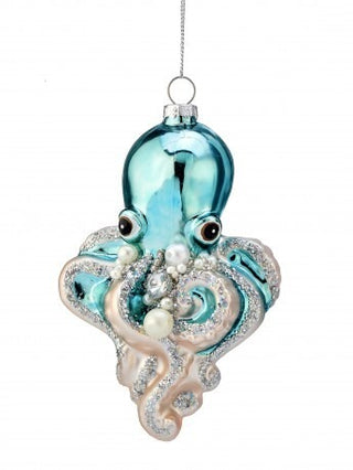 PRE-ORDER Glass Pearl Glitter Octopus Ornament MTX78585