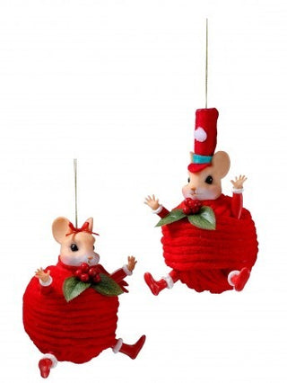 Pre-Order Red Yarn Ball Mice Ornament Set MTX78930