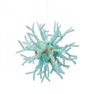 PRE-ORDER Jeweled Glitter Coral Ball Ornament MTX7908-Aqua