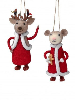 Pre-Order Felt Wool Mouse Deer Ornament Set MTX79421