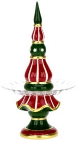 Christmas Tree Glass Finial Plate