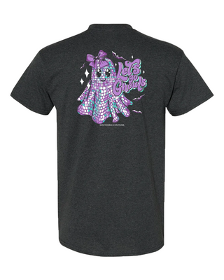 Short Sleeve Classic Let's Go Ghouls Purple Disco T-Shirt- Dark Heather Gray