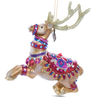 Leader of the Pack Reindeer Glass Ornament SDH20075-250