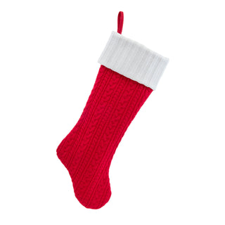 Pre-Order Red Cable Knit With White Faux Fur Stocking SG0328