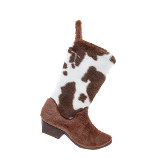 Pre-Order Cow print Faux Fur Cowboy Boot Stocking SG0331