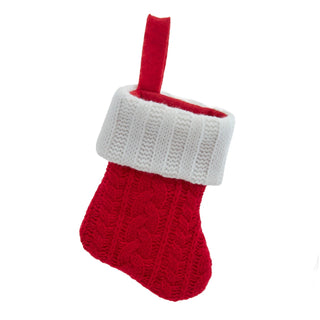 PRE-ORDER Miniature Red Kint Cable With White Knit Cuff Stocking SG0333