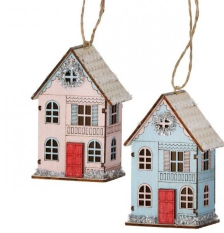 Regency 4.5" MDF Village Snowy Winter House Ornament Set