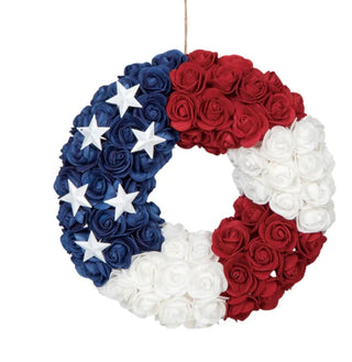 Mini 11" Styro Silk Rose Americana Wreath G7974