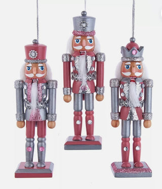 Retro Silver & Pink Nutcracker Christmas Ornament F2193