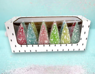 Set 12 Boxed Pastel Flocked Sisal Trees 79-81910 Sweet Dreams