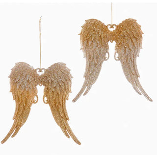 Gold and Silver Glitter Angel Wings Acrylic Ornament Set
