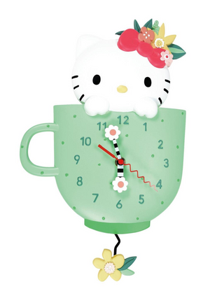 Allen Designs Hello Kitty Wall Clock with Flowers