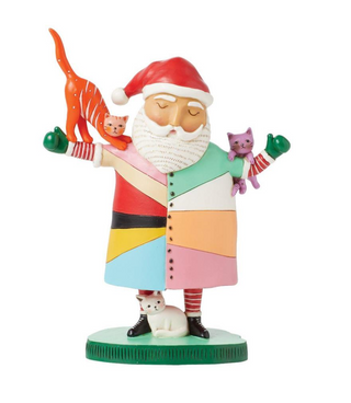 Whimsical Crazy Cat Santa Figurine 6015762
