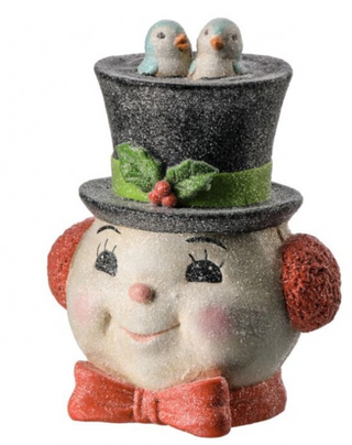 Vintage Snowman Head with Bluebirds Figurine