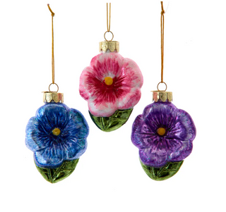 Garden Glass Pansies Ornaments Set C7773