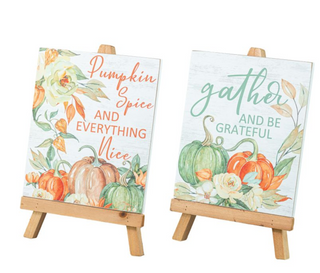 Autumn Sayings Tabletop Easel Sign for Tiered Trays, Mantel, Shelf