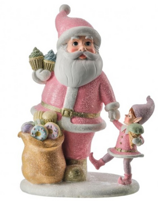 Whimsical Pink Santa with Child Sweet Treats MTX75447