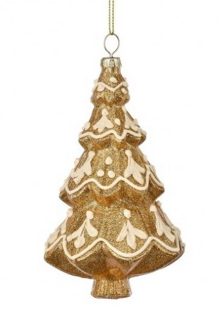 Gingerbread Glass Brown Cream Christmas Tree Ornament MTX76600