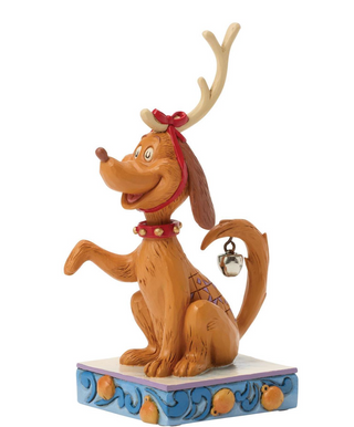 Jim Shore Grinch Collection - Dr Suess Max with Bell on Tail Figurine 6018952