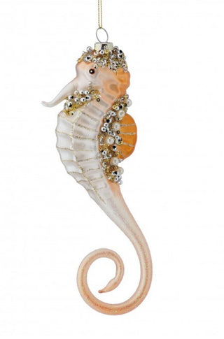 7.5" Glass Pearl Jewel Seahorse Ornament MTX78584