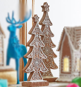PRE-ORDER Raz 15" Resin Frosted Gingerbread Tree Set 4512136
