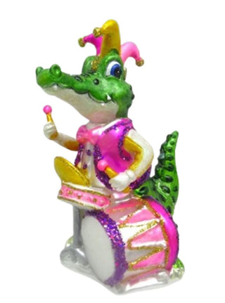 December Diamonds Mardi Gras Gator w Drums Glass Ornament 79-79082