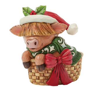 Heartwood Creek Highland Cow in Basket - Mini 6017278