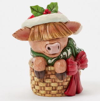 Heartwood Creek Highland Cow in Basket - Mini 6017278