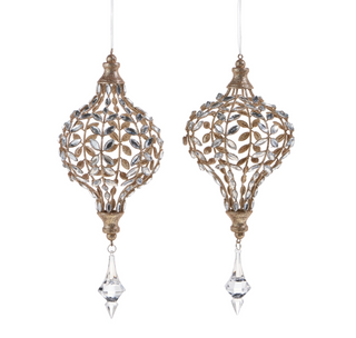 Large Jeweled Drop Ornament with Champagne Glitter 4313510