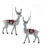 Red & Silver Deer Ornaments, 2 Assorted