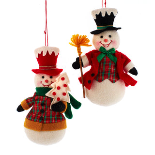 Winter Holiday Plaid Snowman Ornament Set Soft Plush