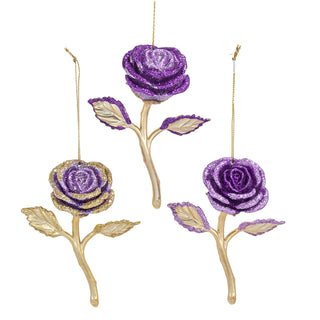 Pre-Order Purple Rose Ornament Set T3938