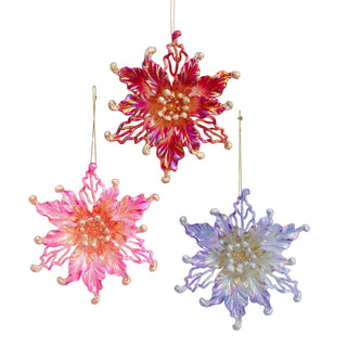 Pre-Order Red, Pink & Purple Poinsettia Ornament Set T3944