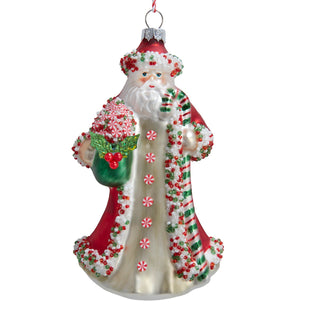 Pre-Order Glass Candy Cane Santa Ornament T3972