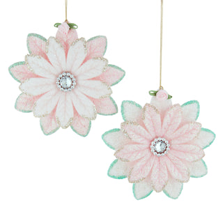Pre-Order Patisserie Pink & Green Poinsettia Pastel Ornament Set T4025