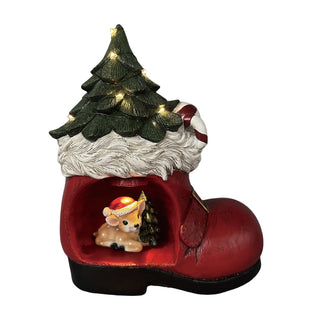 Resin Light Up Spotted Deer In Santa Boot Figurine TC05089