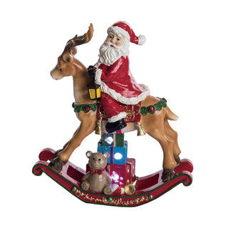 Resin Santa Clause on Toy Deer Figurine TC05454