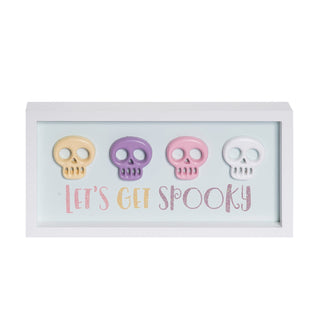 Wood Framed Pastel Skulls Let's Get Spooky Sign TH02304
