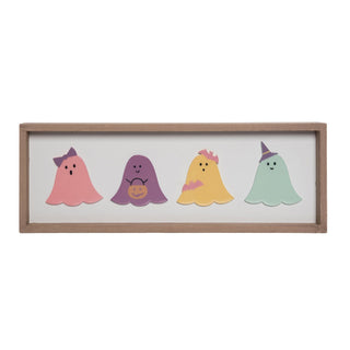 Wood Framed Pastel Ghost Epoxy Sign Sign TH02309