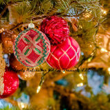 Retro 80MM Red, Green & Gold Ball Bauble Ornament