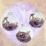 Princess Love Queen Glass Royal Splendor Bauble Ornament Set of 3