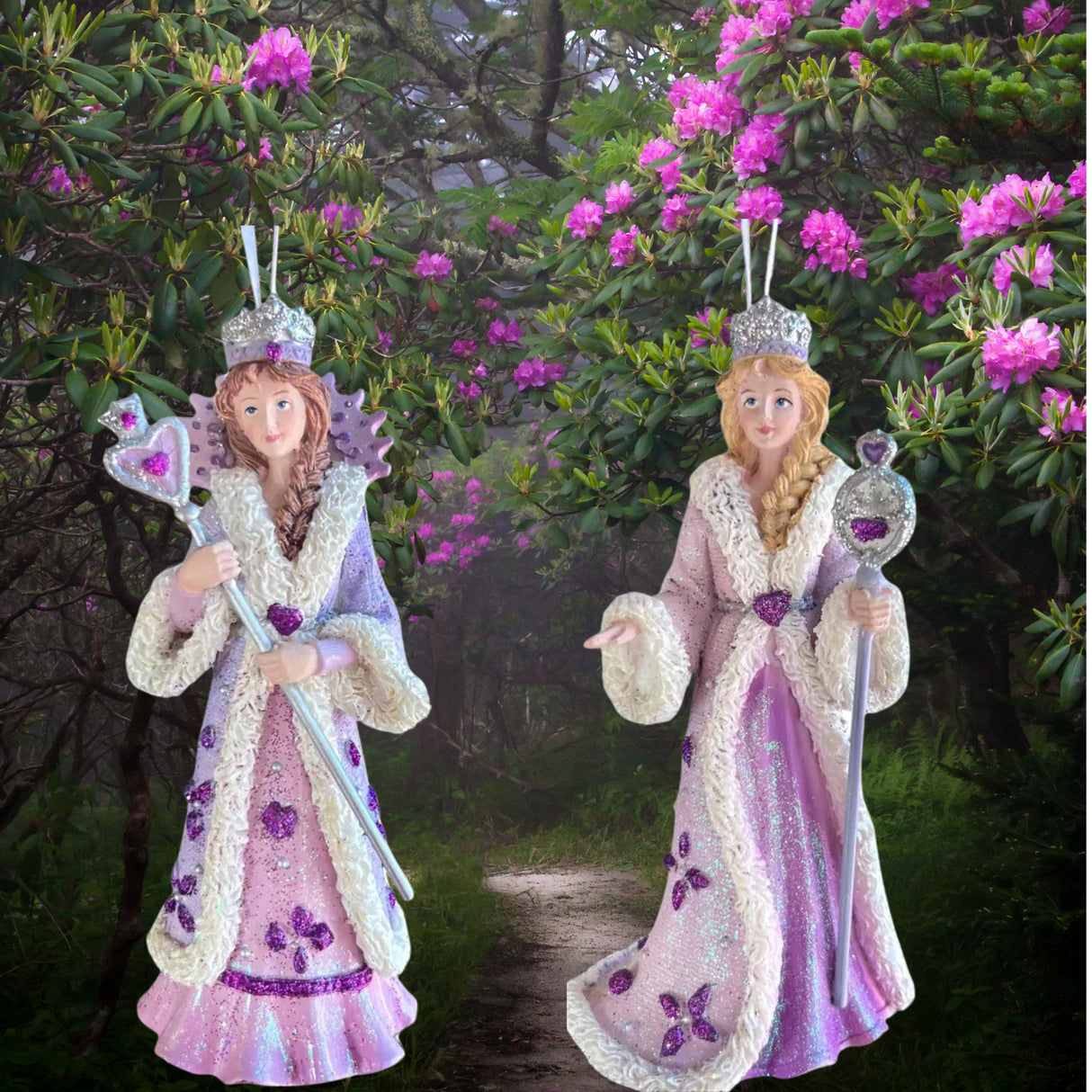 Regal Splendor Purple Queen Christmas Ornaments Set of 2