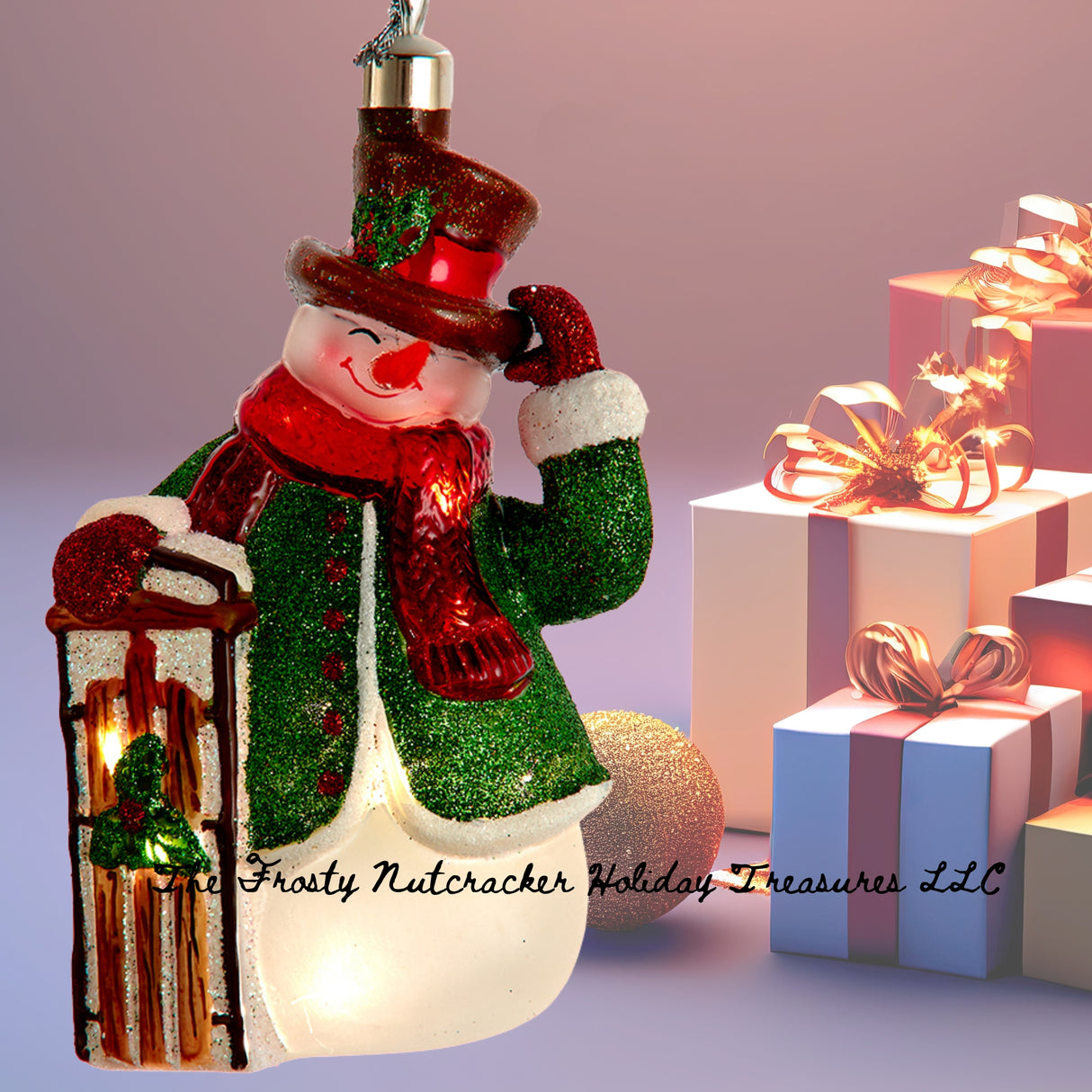 Illuminated Gems USB LED Lighted Snowman with Sled Ornament