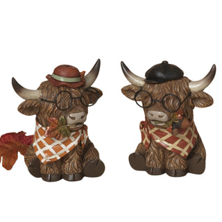 Resin Harvest Highland Cow w/ Glasses Set 2797110