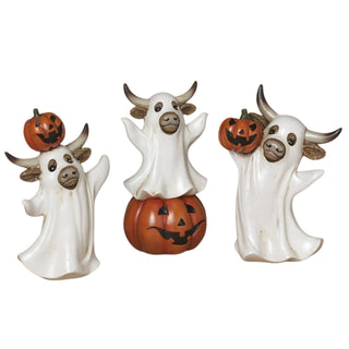 Resin Halloween Highland Cow Ghost Trio Set 2797370