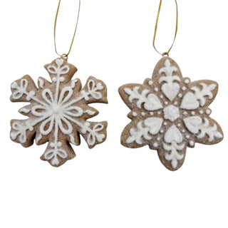 Resin Brown White Gingerbread Snowflake Ornament MTX76915