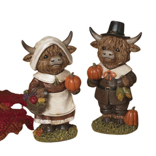 Resin Highland Cows Pilgrim Set with Pumpkin 2797040